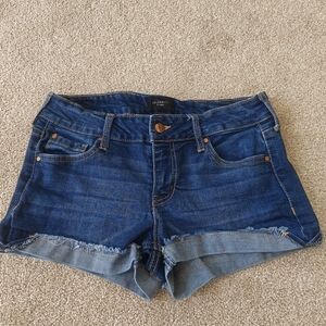 Celebrity Pink Dark Blue Rolled Cuff Denim Shorts